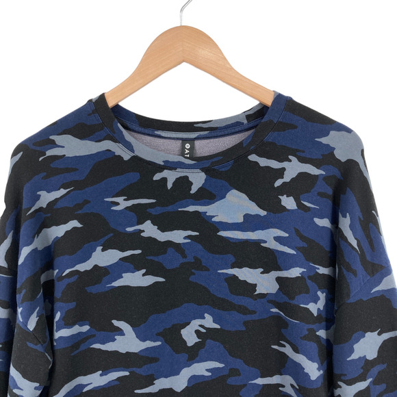 Athleta Sweatshirt Womens Large Blue Camouflage Long Sleeve Crew Neck Pullover - Picture 3 of 11